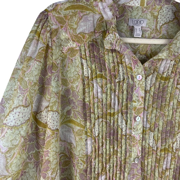 LOGO Lori Goldstein Chiffon Long Sleeve Blouse Sheer Floral Print Size Medium - Picture 5 of 10